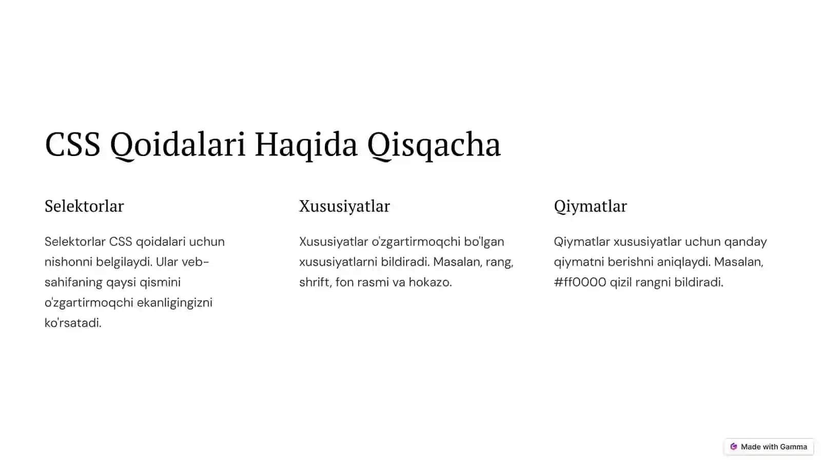 CSS Sinfaksi va Foydali Tomonlari 2