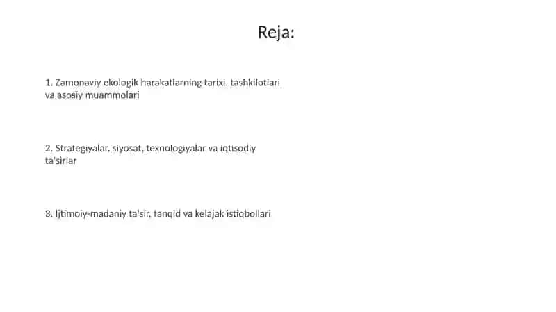 Zamonaviy ekologik harakatlar va tashkilotlar 2