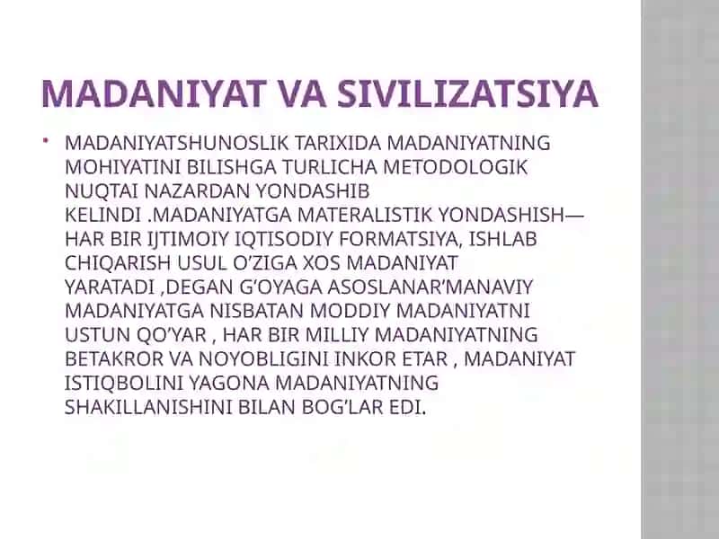 MADANIYAT VA SIVILIZATSIYA 2