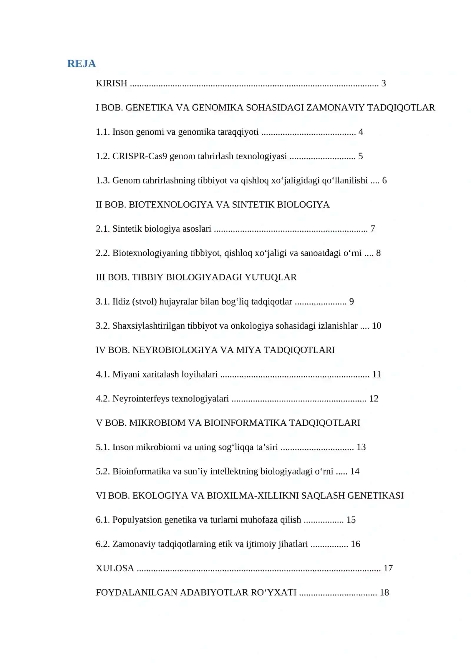 Referat Biologiya zamonaviy tadqiqotlari 2