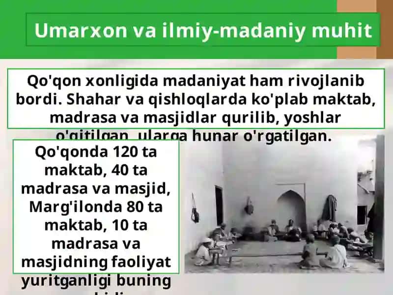 Qo'qon xonligida madaniy hayot 2