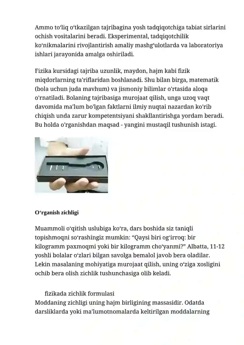 Maddalarning zichligi 2
