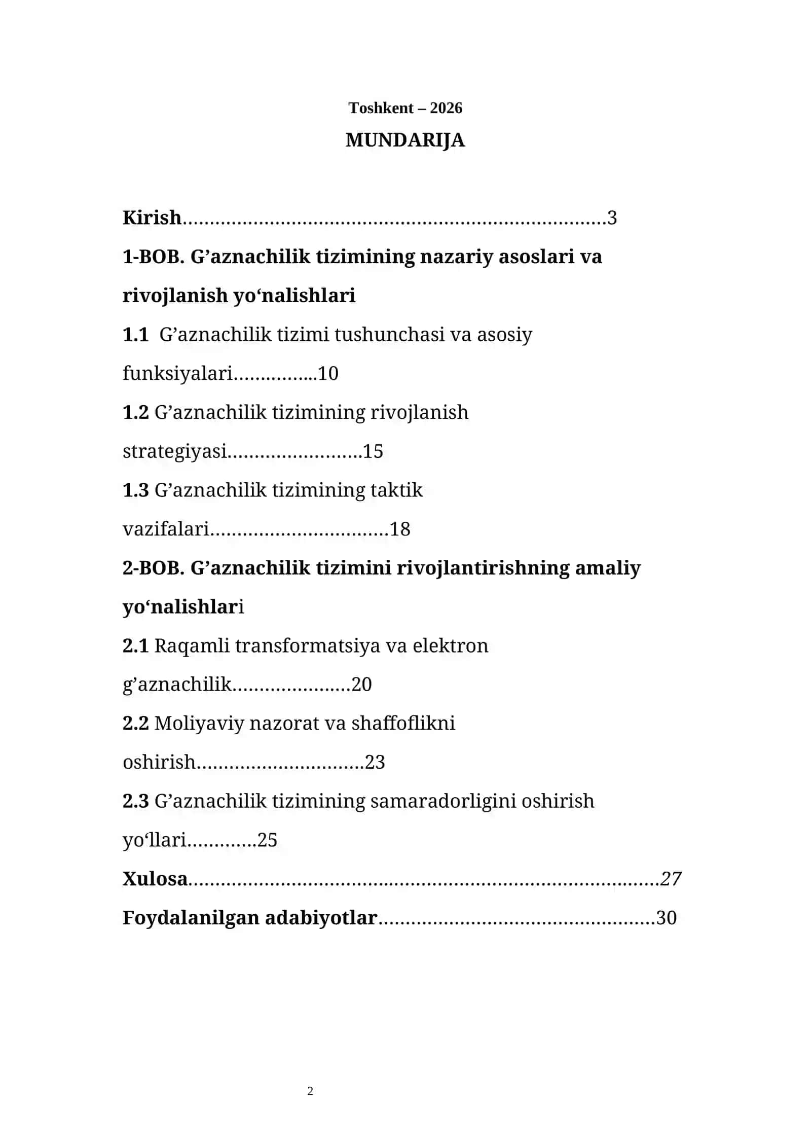 G’aznachilik tizimining rivojlanish strategiyasi va taktik vazifalari 2