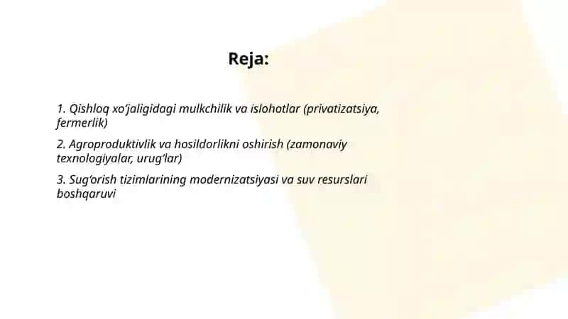 Qishloq xo‘jaligi va sanoat sohasidagi zamonaviy o‘zgarishlar 2