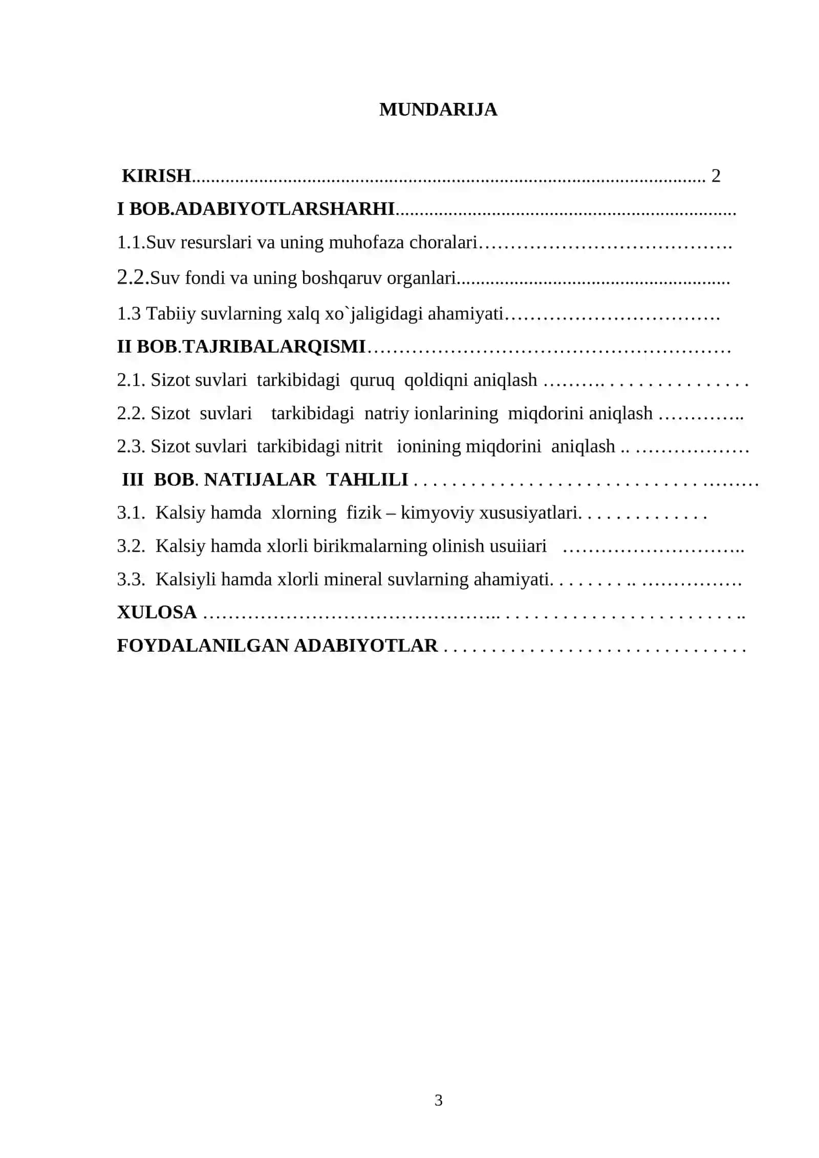Koson tumani “A. Navoiy nomli fermer xo’jaligi sizot suvlari tarkibidagi natriy hamda gidrokarbonat ionlarining miqdorini aniqlash 2