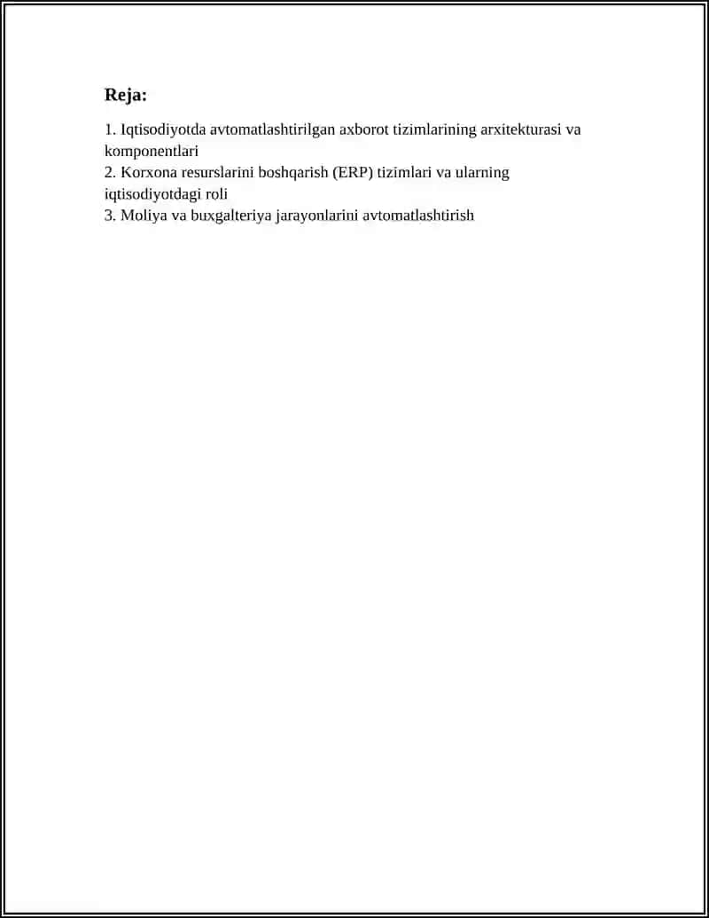 IQTISODIYOTDA AVTOMATLASHTIRILGAN AXBOROT TIZIMLARI 2