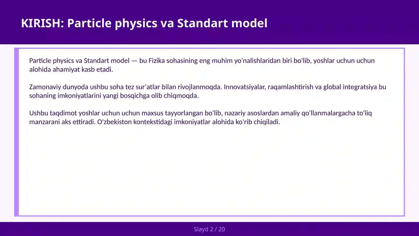 PARTICLE PHYSICS VA STANDART MODEL 2