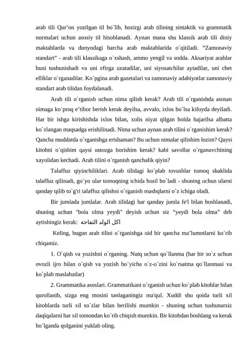MAQOLA Arab tili - Qur'on tili 2