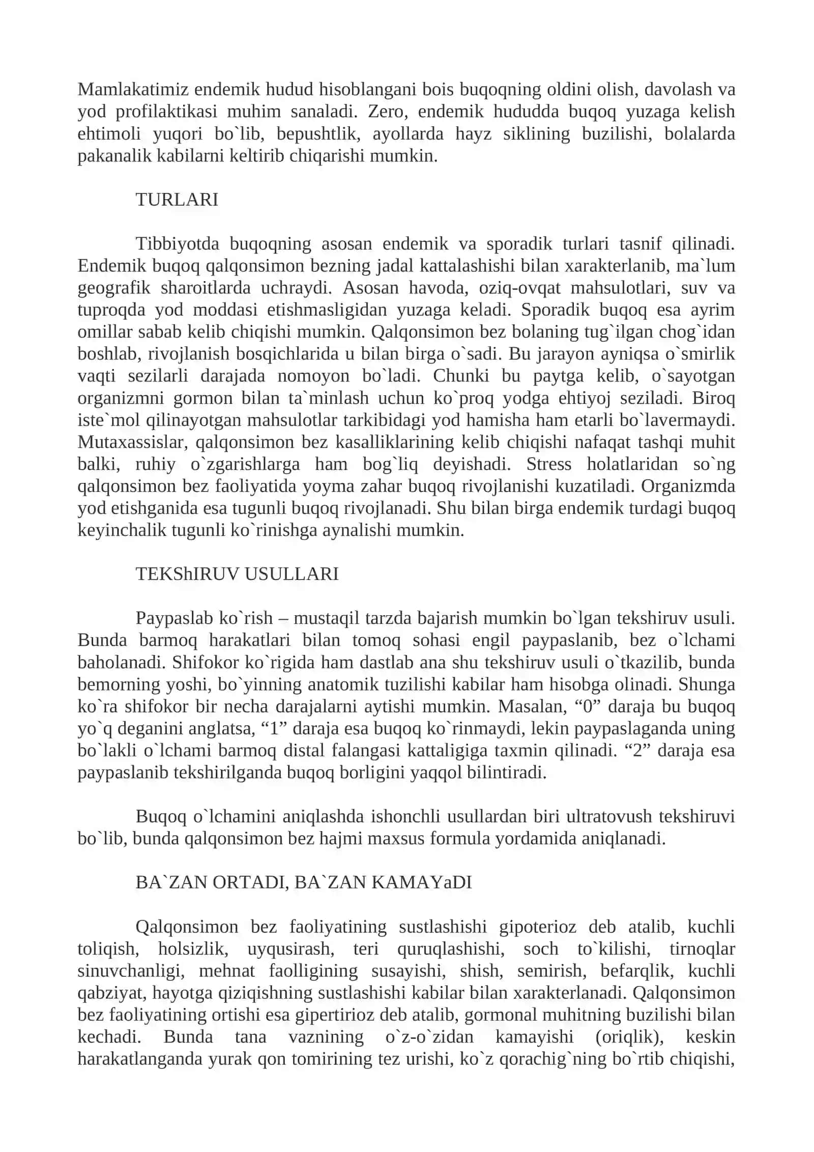 Endemik Buqoq kasalligi belgilari, oqibatlari va oldini olish 2