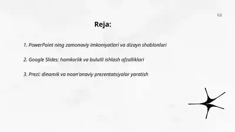 Taqdimotlarni ishlab chiqishning zamonaviy instrumental vositalari 2