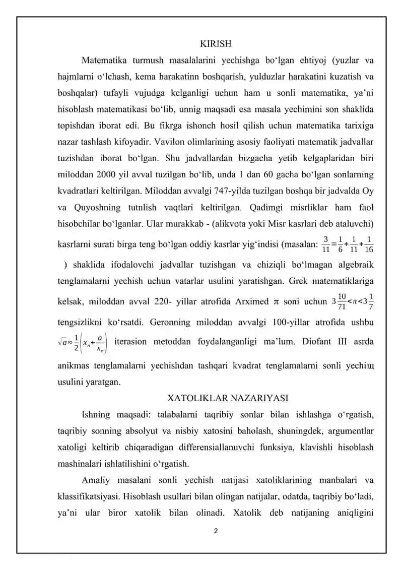Funksiya va amal xatoligi 2
