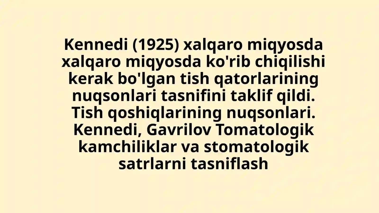 TISH NUQSOZLARINING XALQARO TASNIFI 2