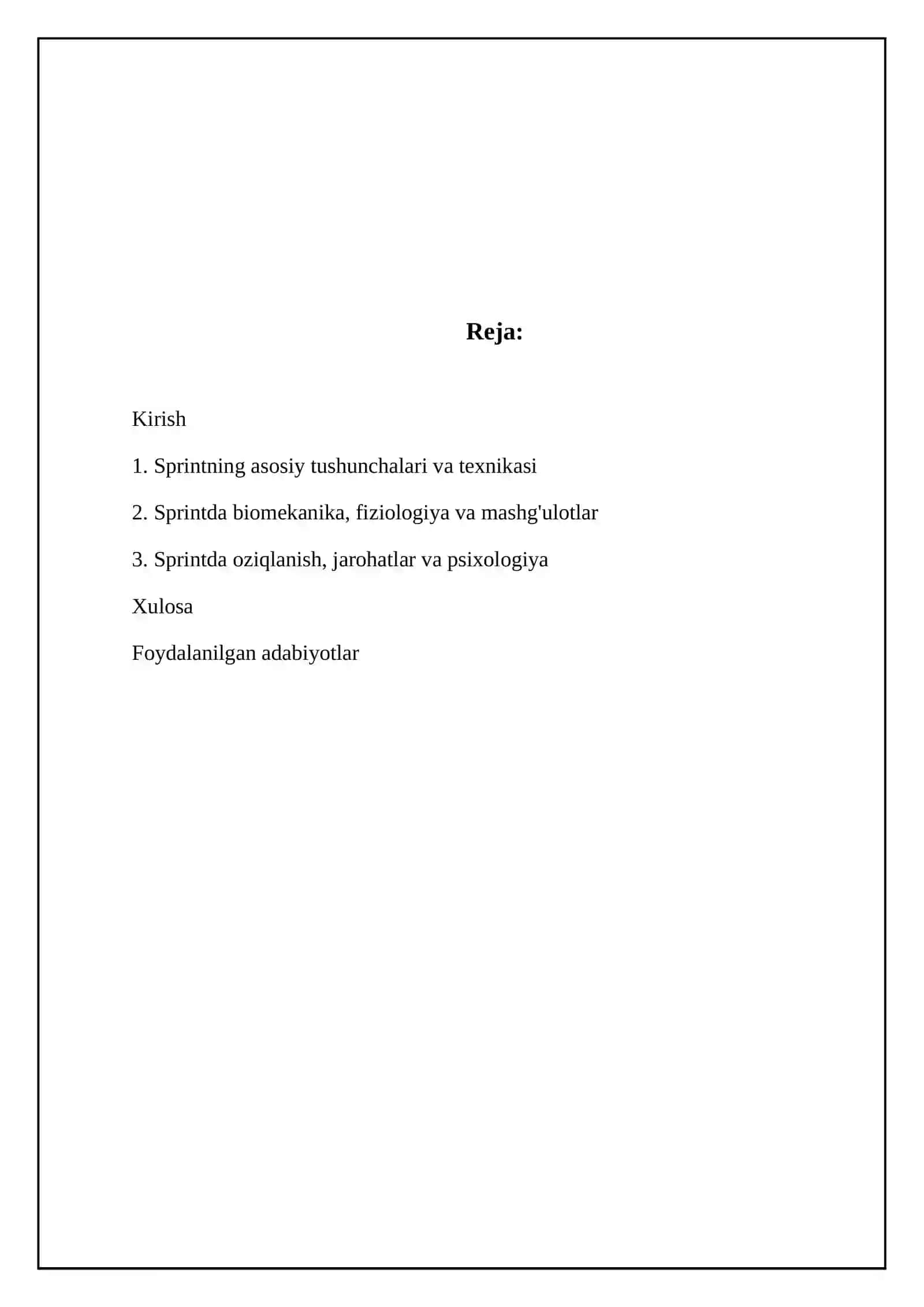 Sprintning asosiy tushunchalari va texnikasi 2