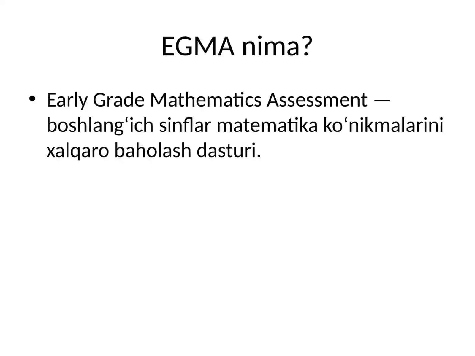 [EGMA Xalqaro Baholash Dasturi] 2