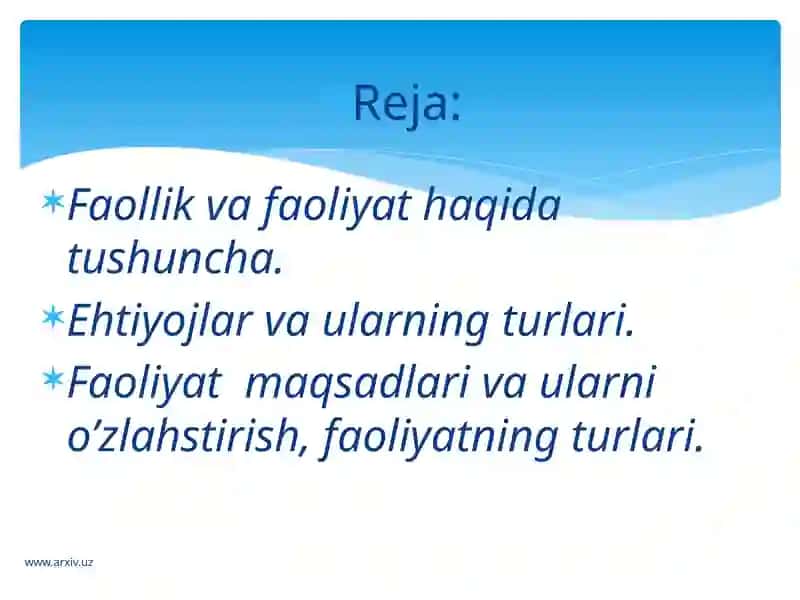 Faoliyat va faoliyat turlari 2