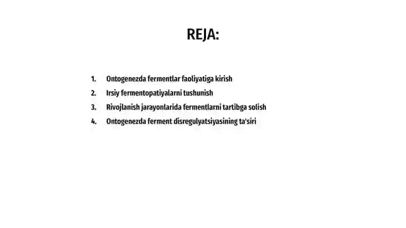 Ontogenezda fermentlar faolligini boshqarilishining ahamiyati. Nasliy fermentopatiyalar 2