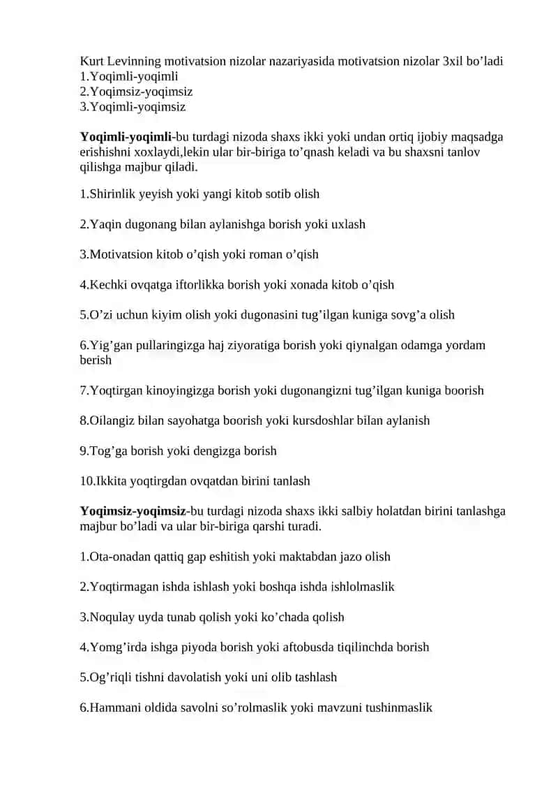 Kurt Levinning Motivatsion Nizolar Nazariyasi 2