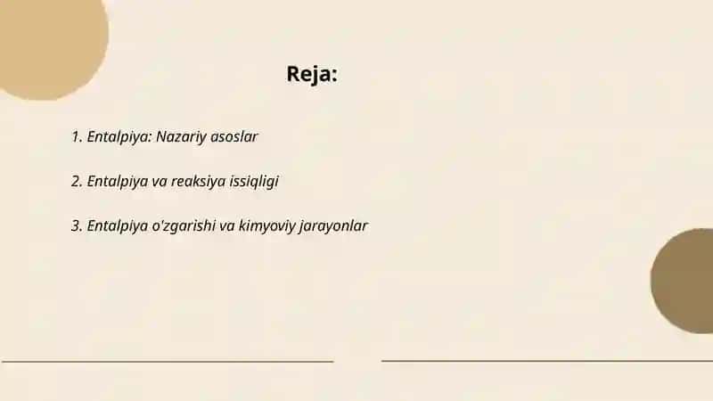 Entalpiya, entropiya, ish, bugʻ hosil qilish issiqligi, issiqlik sigʻimi. Toʻgʻri va teskari sikllar. 2
