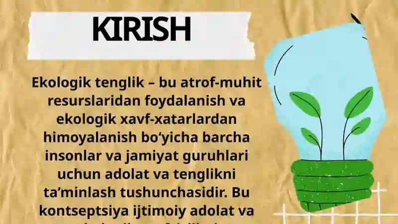 Ekologik Tenglik va Barqaror Rivojlanish Tamojillari 2