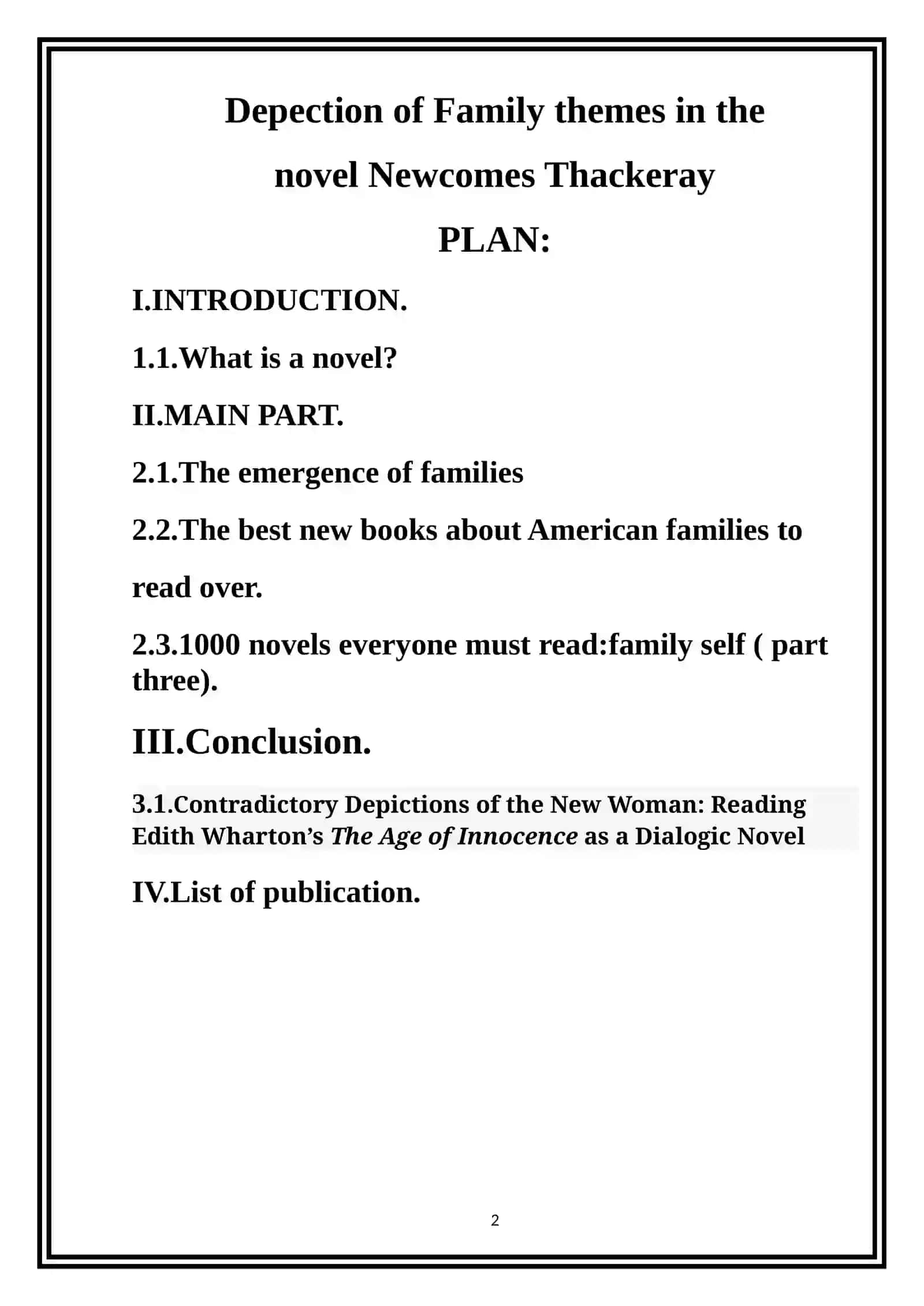 Theme: Depection of Family themes in the novel Newcomes Thackeray 2