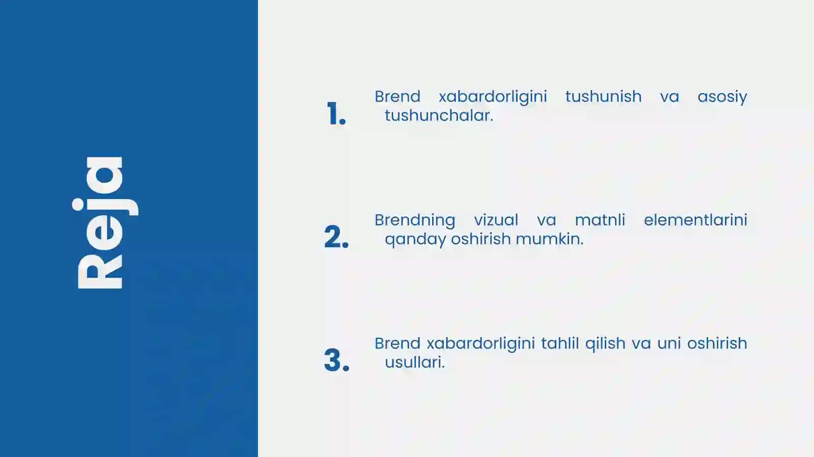 Prezintatsiya: Brend xabardorligi tahlili 2