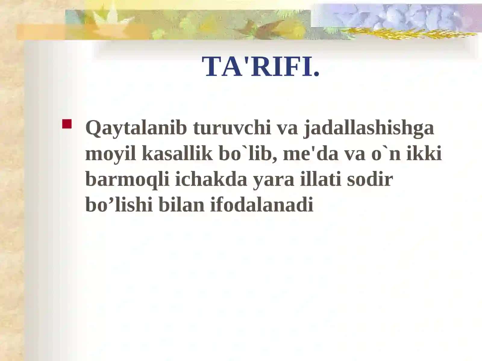 Me'da Vao'n Ikkibarmoqli Ichak Yarakasalligi Ta'rifl 2