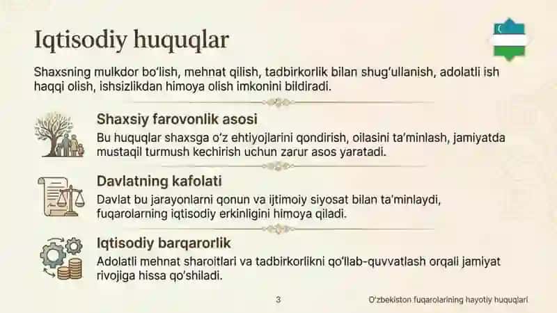 Oʻzbekiston Respublikasi fuqarolarining iqtisodiy ijtimoiy madaniy va ekologik huquqlari 2