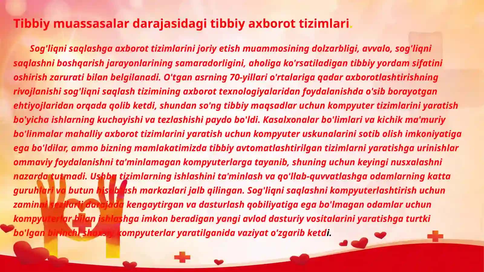 "BEMOR’’ AXBOROT TIZMIDAN FOYDALANISH 2