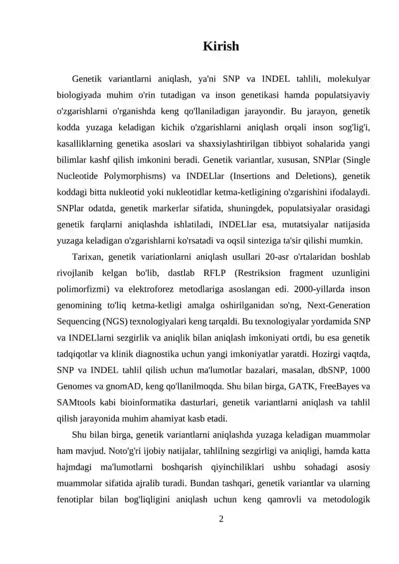 SNP va INDEL: Genetik variantlarning zamonaviy tahlili 2