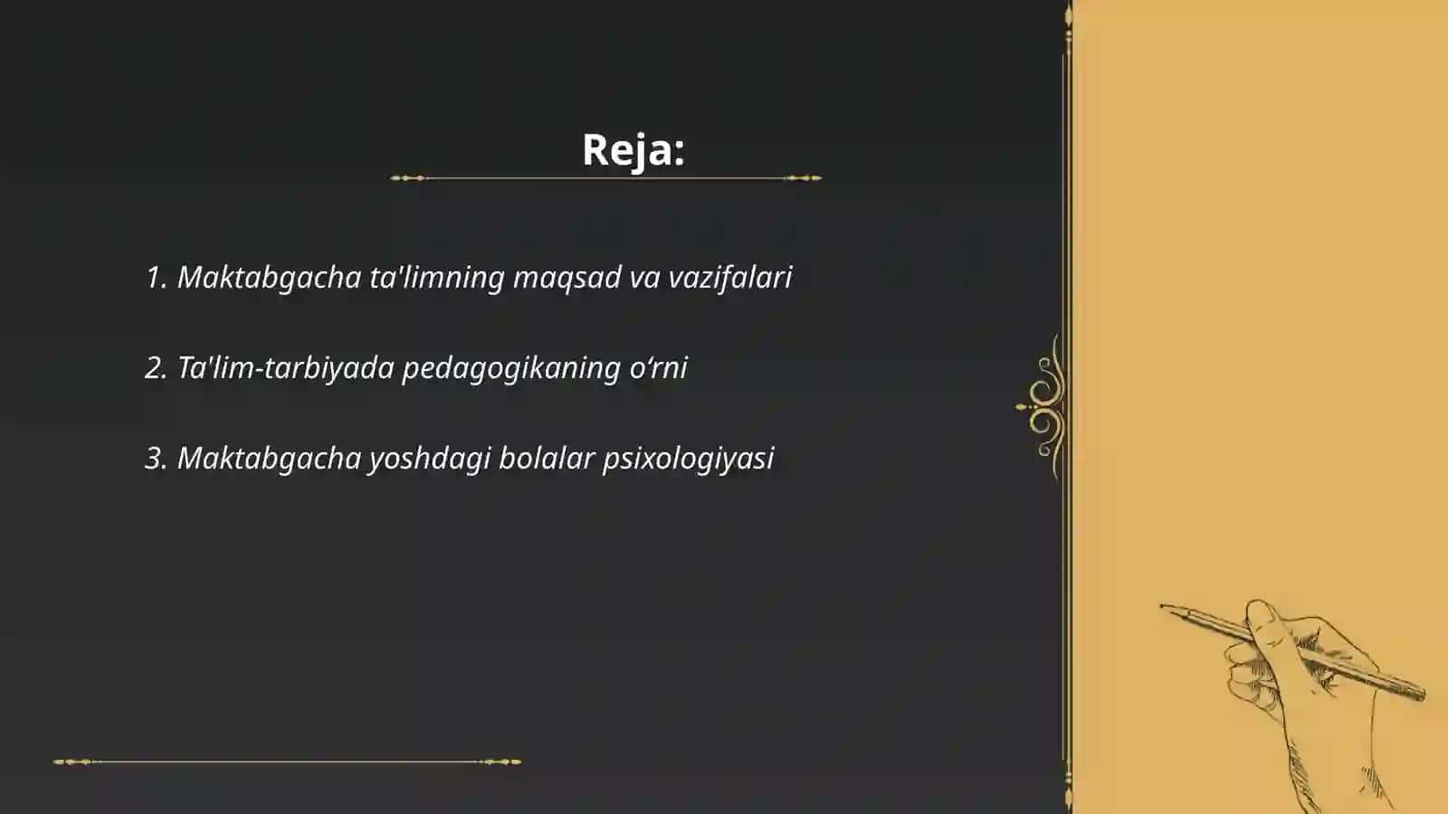 Maktabgacha ta'lim-tarbiya pedagogikasi fanning predmeti va vazifalari 2