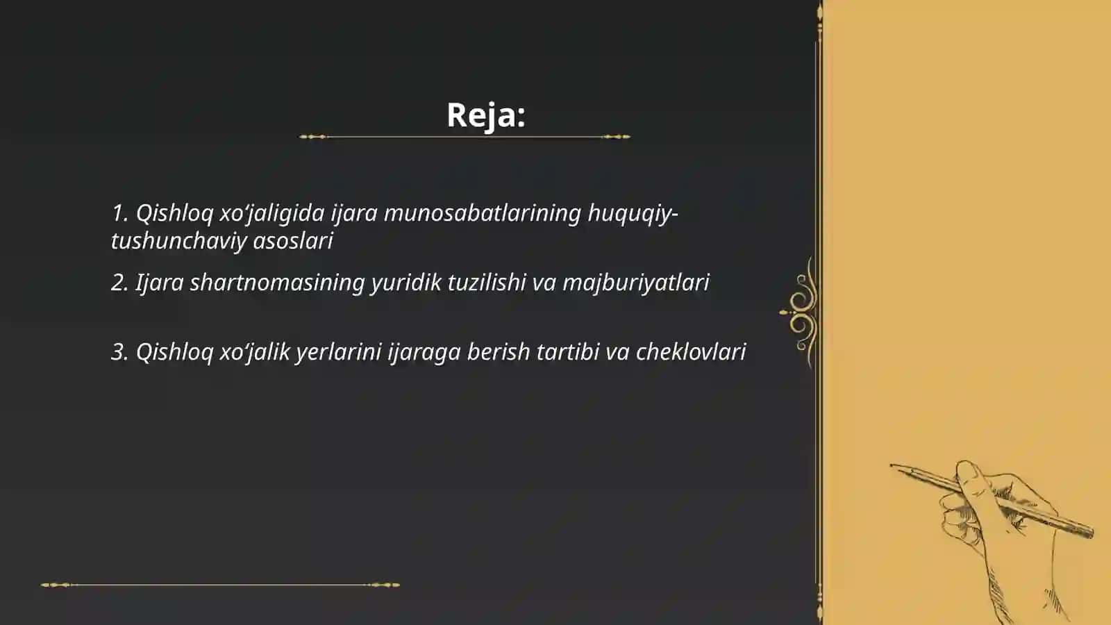 Qishloq xoʻjaligida ijara munosabatlarini huquqiy tartibga solish 2