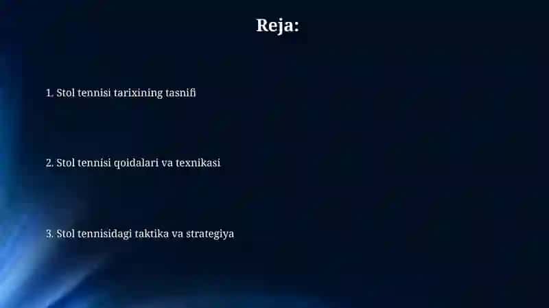 Stol tennisi o‘yining tarixi, qoidalari, texnikasi va taktikasining tasnifi 2