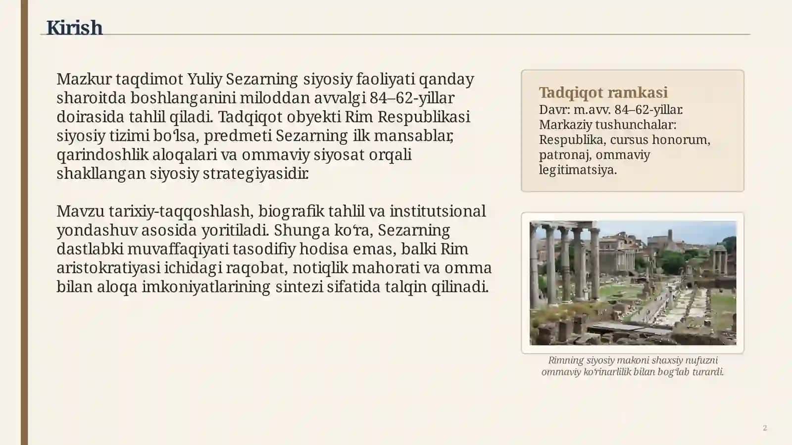 Yuliy Sezar siyosiy faoliyatining boshlanishi 2
