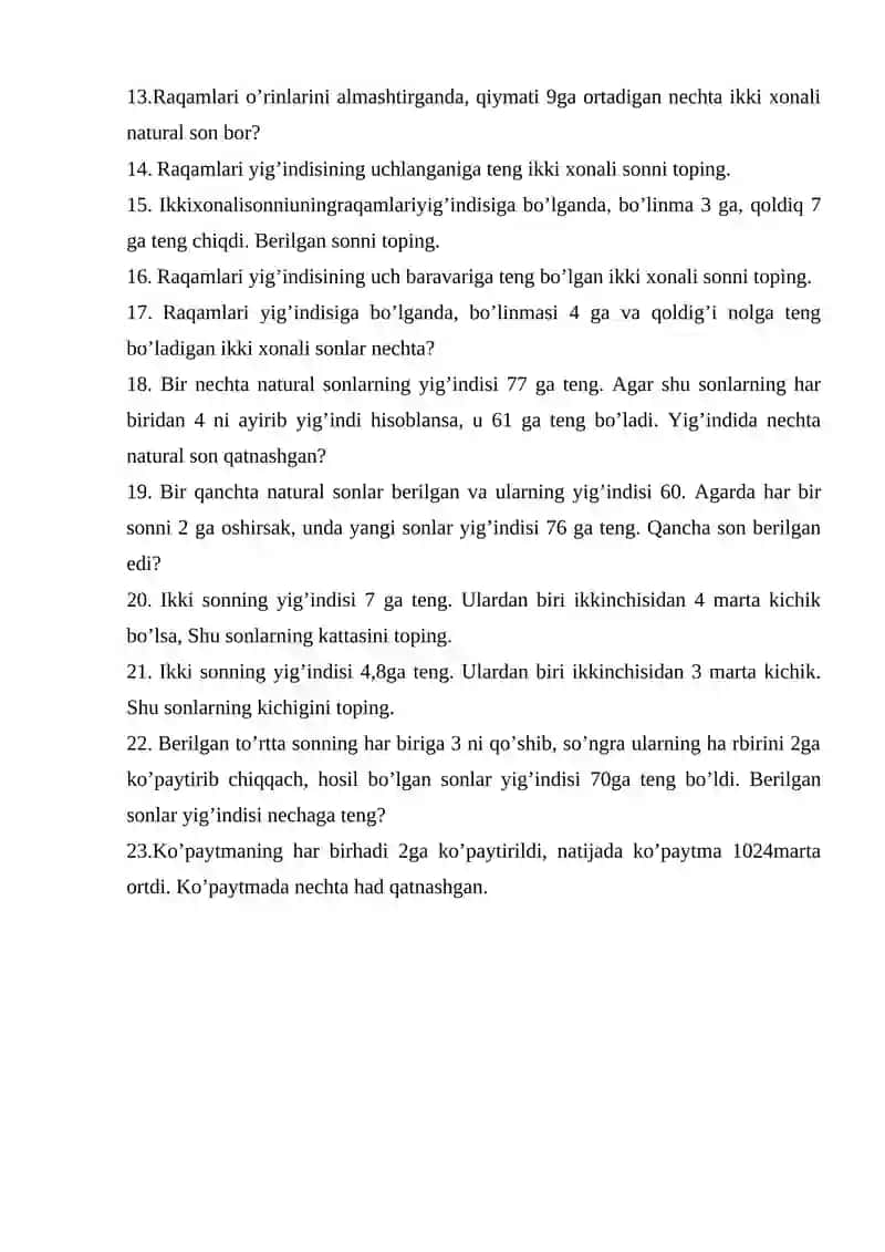 2-amaliy mashg`ulot: Tenglama tuzish orqali yechiladigan masalalar 2