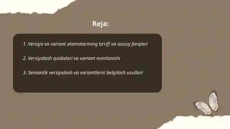 Versiya va variantlarning farqli jihatlari 2