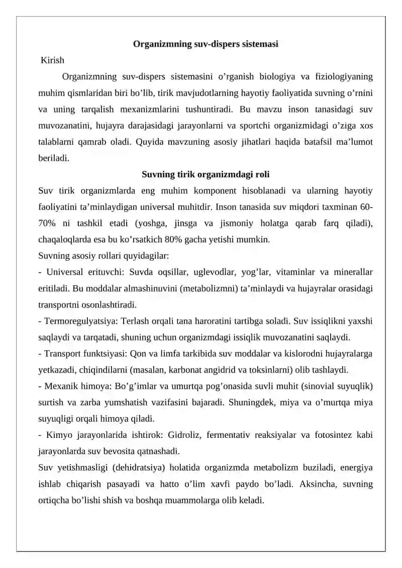 Organizmning suv-dispers sistemasi 2