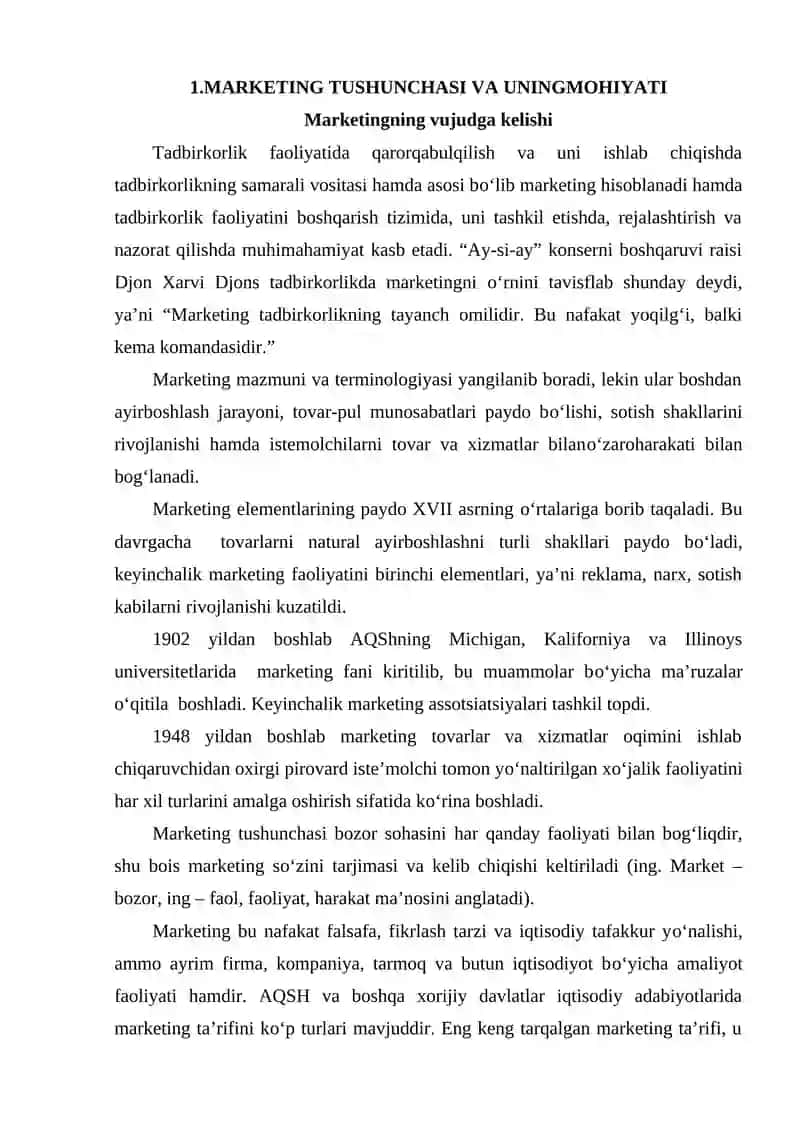 MARKETING BIZNES REJASINING ME'YORIY NEGIZI 2