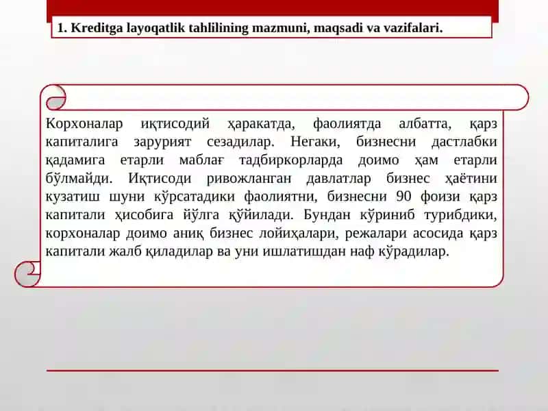 Kreditga layoqatlik tahlili 2