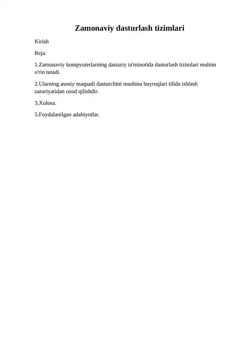 Zamonaviy Dasturlash Tizimlari 2