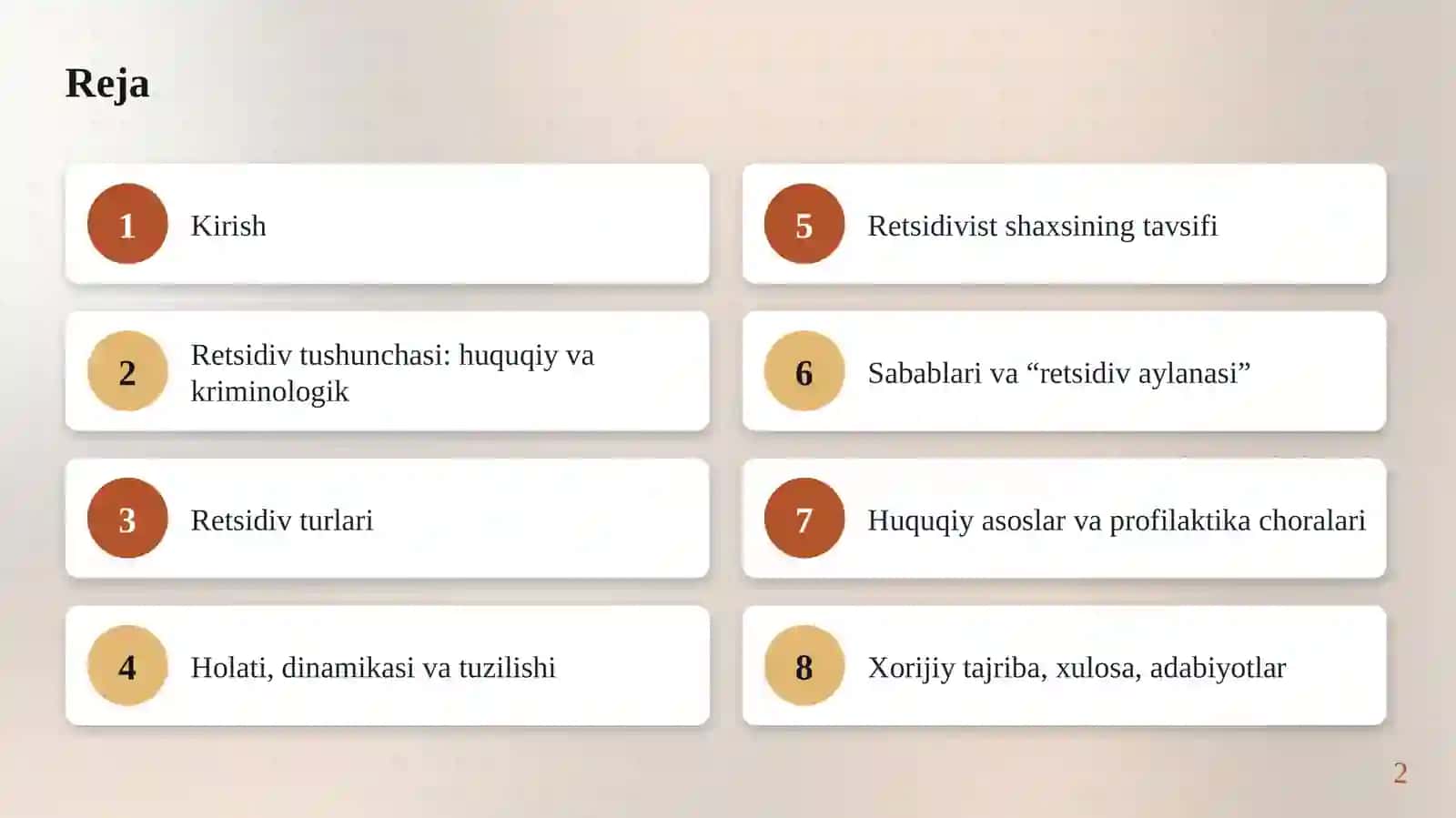 Retsidiv jinoyatchilikning kriminologik tavsifi va uning profilaktikasi 2
