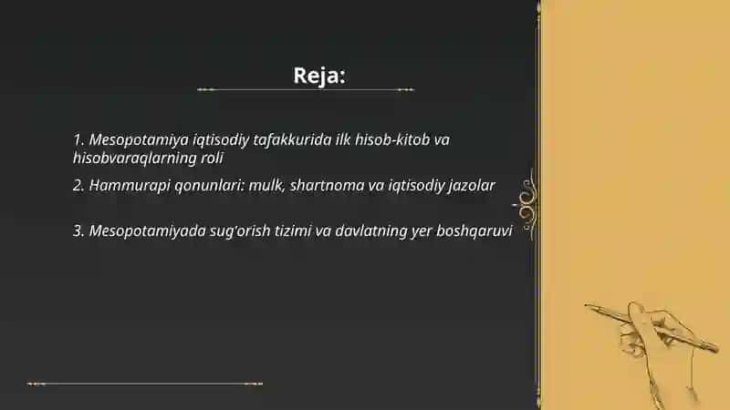QADIMGI DUNYO IQTISODIY TAFAKKURI: MESOPOTAMIYA, MISR, YUNONISTON VA RIMGAGI IQTISODIY G'OYALAR 2