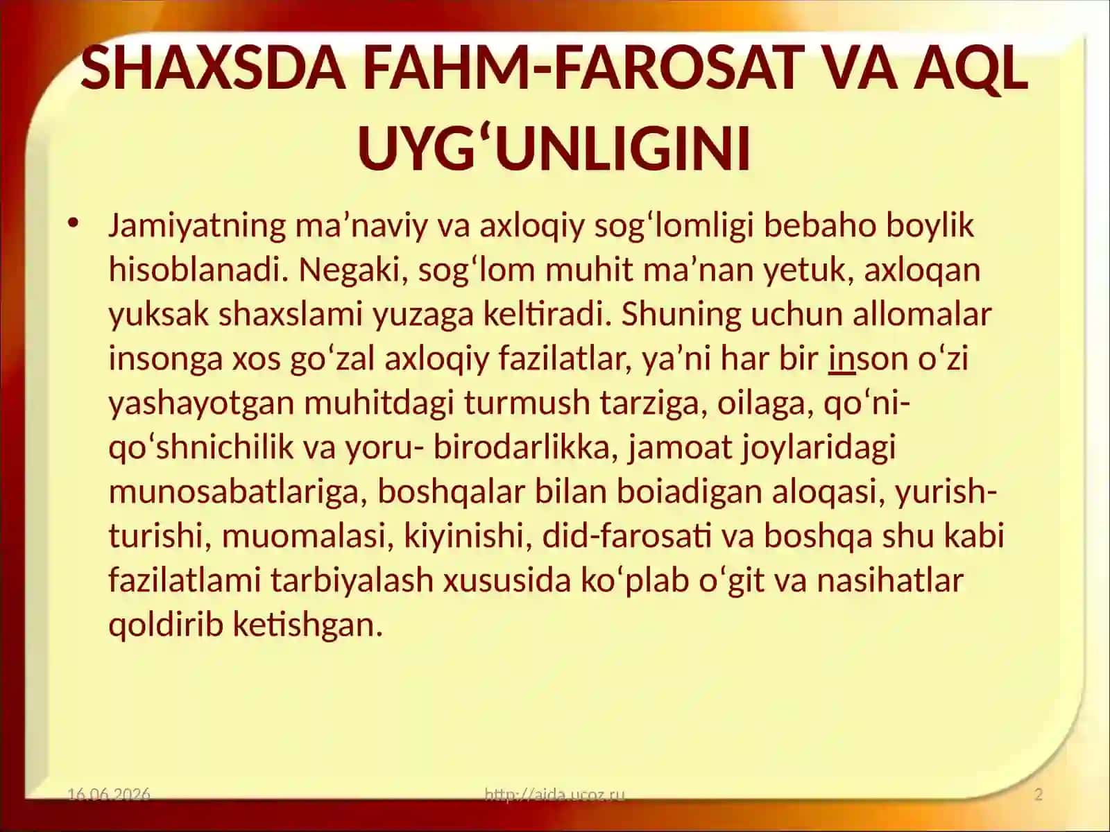 Shaxsni tarbiyalashda estetik tarbiyaning o`rni 2