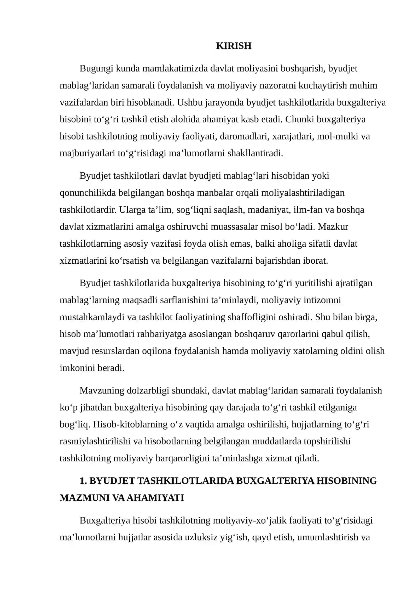 BYUDJET TASHKILOTLARIDA BUXGALTERIYA HISOBINING TASHKILIY JIHATLARI 2