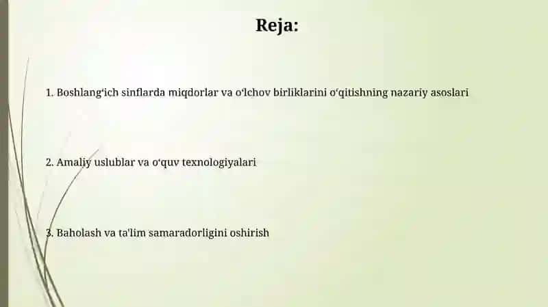 Boshlangʻich sinflarda miqdorlarni oʻrgatish metodologiyasi 2