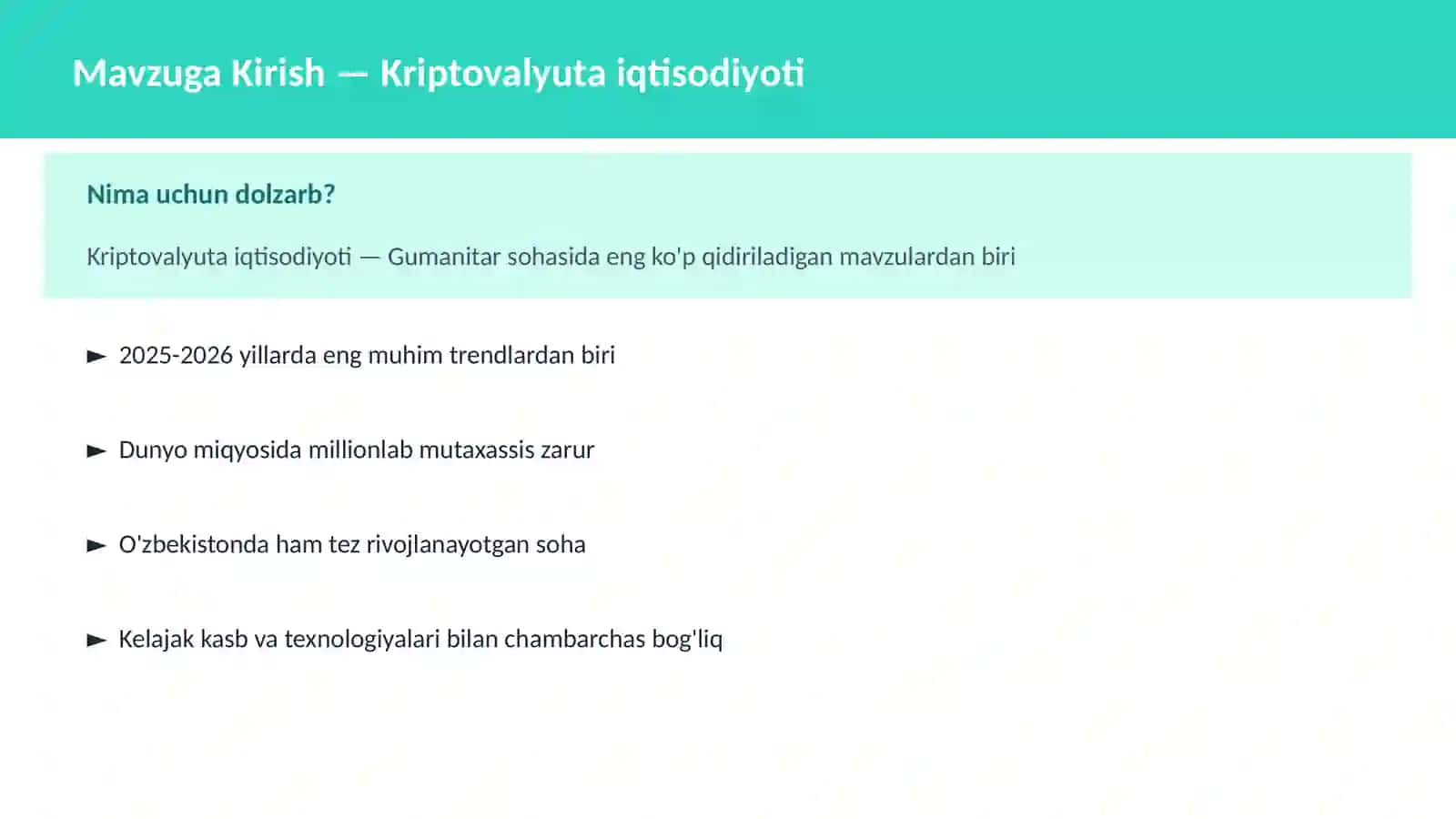 Kriptovalyuta iqtisodiyoti 2