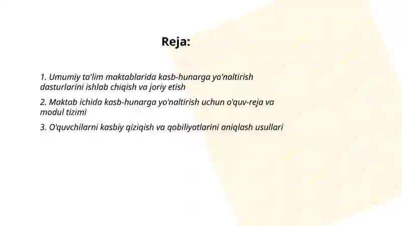 Kasb-hunarga yo'naltirish ishlarini tashkil etish 2