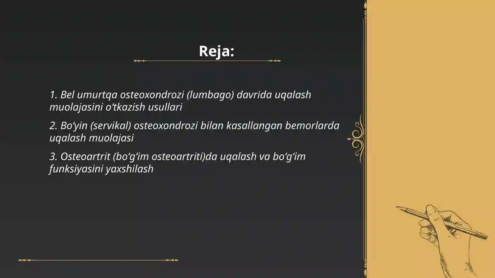Turli kasalliklarda uqalash muolajasini oʻtkazish 2