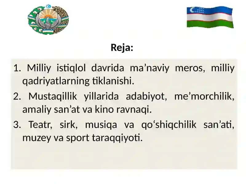 MUSTAQILLIK YILLARIDA O‘ZBEKISTONNING MA’NAVIY VA MADANIY TARAQQIYOTI 2