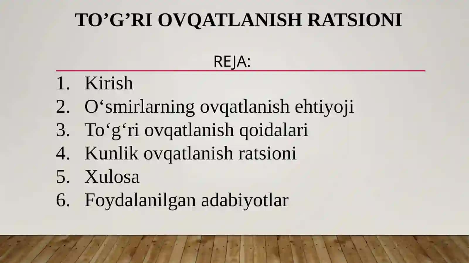 "To'g'ri ovqatlanish ratsioni" mavzusida tayyor taqdimot 2