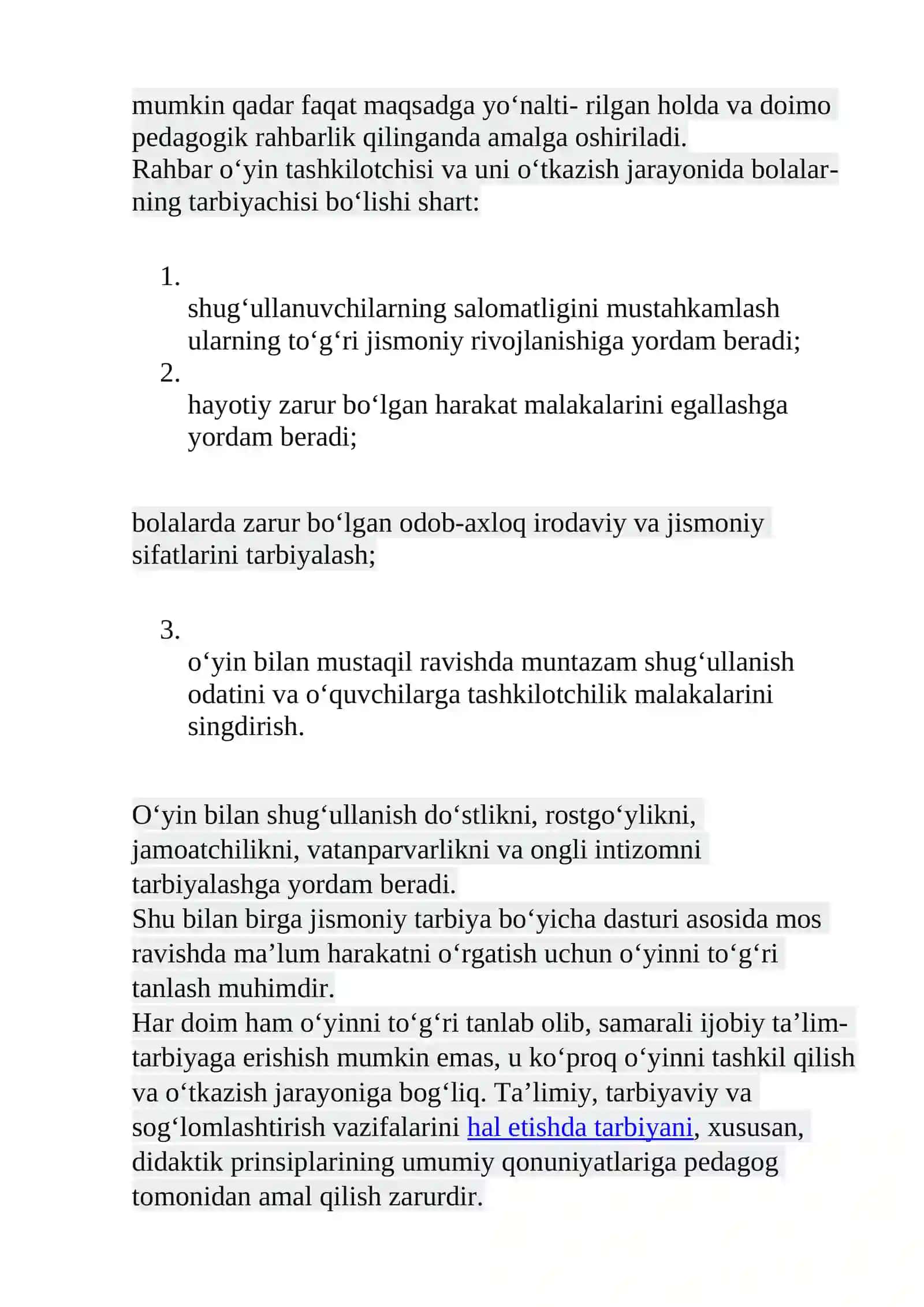 O’yin raxbarining asosiy vazifalari o’yin jarayoniga raxbarlik qilish 2